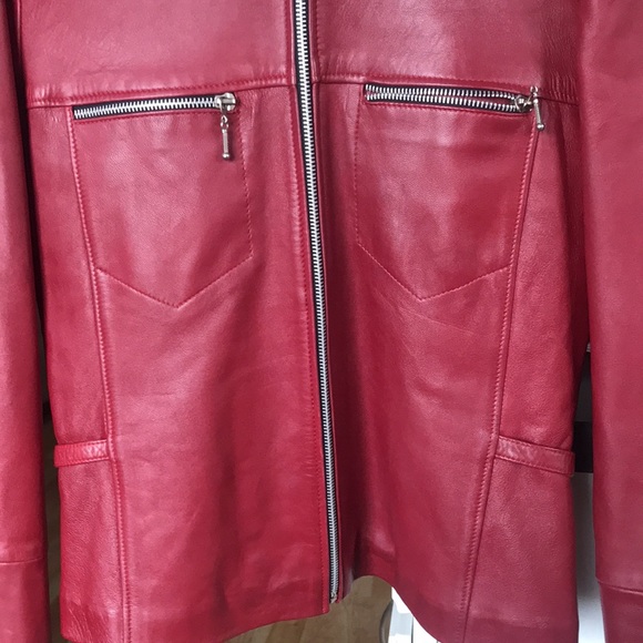 Fox Leather Bike Cranberry Jacket - like new - Picture 2 of 12